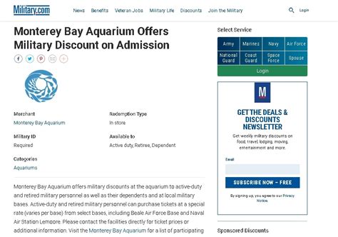 military discount at baltimore aquarium